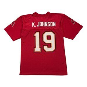 TAMPA BAY BUCCANEERS KEYSHAWN JOHNSON JERSEY MEDIUM M MENS RED BUCS #19 VINTAGE